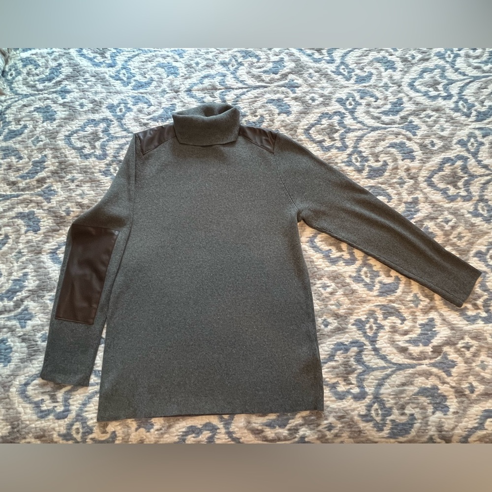NWT plus size Ralph Lauren tneck sweater w/ Leather patches. 2x fits like 0x